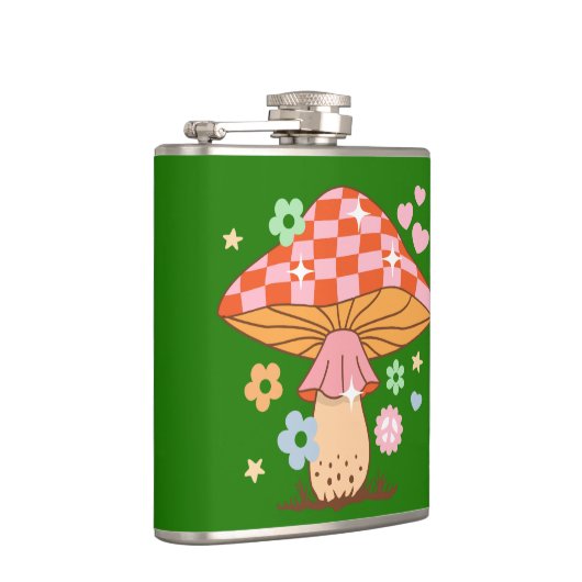 レトロ市松模様にマッシュルームディスコ フラスク (右)