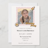 レトロ市松模様に光誕生日招待状 招待状 (正面)