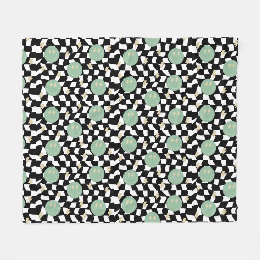 レトロ市松模様に及び軽量化ボルト フリースブランケット (正面(横))