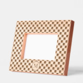 レトロ市松模様に型モノグラムの木製レーザー レーザー彫刻フレーム (左)