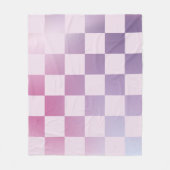 レトロ市松模様に市松模様にグラデーション紫 フリースブランケット (正面)