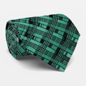 レトロ市松模様に抽象芸術格子模様グリーンブラック ネクタイ (ロール)