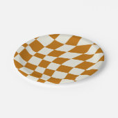 レトロ市松模様に紙プレート ペーパープレート (アングル)