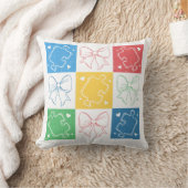 レトロ市松模様に自閉症意識コケットボウ クッション (ブランケット)