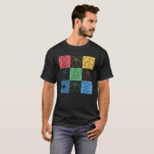 レトロ市松模様に自閉症意識MonthコケットBo Tシャツ (正面フル)