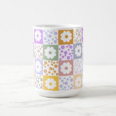 レトロ市松模様に花 コーヒーマグカップ (中央)