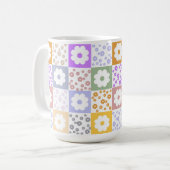 レトロ市松模様に花 コーヒーマグカップ (正面左)