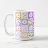 レトロ市松模様に花 コーヒーマグカップ (左)