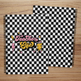 レトロ市松模様に黒白先生ライフ プランナー手帳