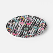 レトロ市松模様に50年代50年代テーマ誕生会 ペーパープレート (アングル)