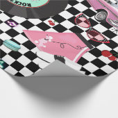 レトロ市松模様に50年代50年代テーマ誕生会 ラッピングペーパー (角)