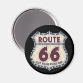 レトロ市松模様に66 マグネット (正面/裏面)