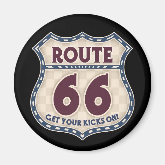 レトロ市松模様に66 マグネット (正面)