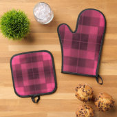レトロ市松模様に 鍋つかみ&鍋敷きセット (トップダウン)
