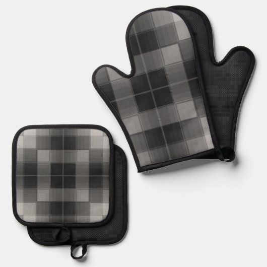 レトロ市松模様に 鍋つかみ&鍋敷きセット (正面/裏面)
