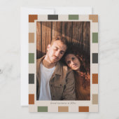 レトロ市松模様に、Arch Photo日付を保存 招待状 (裏面)