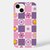 レトロ市松模様Y2Kフラワーパターン Case-Mate iPhoneケース (裏面)