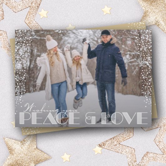 レトロ平和と愛のタイポグラフィクリスマス シーズンカード