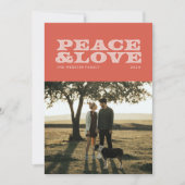 レトロ平和と愛のホリデーフォトカード シーズンカード (正面)