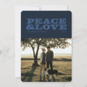 レトロ平和と愛ネイビーブルー1枚の写真クリスマス シーズンカード (正面)