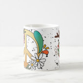 レトロ平和のサインは自分自身にグルーヴなクリスマスを持っている コーヒーマグカップ (中央)