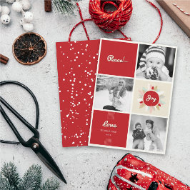 レトロ平和ラブジョイクリスマスクリスマスフォトコラージュ シーズンカード