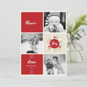 レトロ平和ラブジョイクリスマスクリスマスフォトコラージュ シーズンカード (スタンド正面)