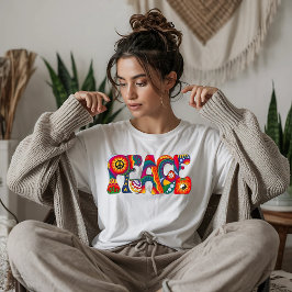 レトロ平和ワード Tシャツ