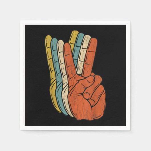 レトロ平和ヴィンテージ60年代70年代ヒッピー スタンダードカクテルナプキン (正面)