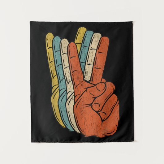 レトロ平和ヴィンテージ60年代70年代ヒッピー タペストリー (正面)