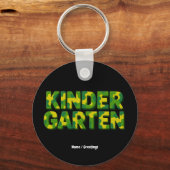 レトロ幼稚園ボーイズ先生迷彩おもしろい キーホルダー (正面)