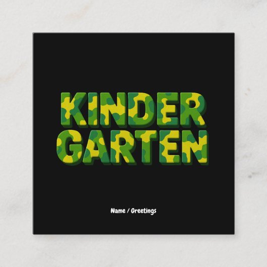 レトロ幼稚園ボーイズ先生迷彩おもしろい スクエア名刺 (正面)