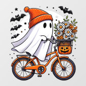 レトロ幽霊オン自転車ハロウィーン ウィンドウサイン (シート)