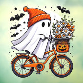 レトロ幽霊オン自転車ハロウィーン ウィンドウサイン (シート3)