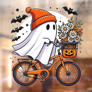 レトロ幽霊オン自転車ハロウィーン ウィンドウサイン