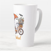 レトロ幽霊オン自転車ハロウィーン カフェラテマグ (右アングル)