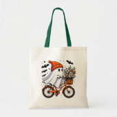 レトロ幽霊オン自転車ハロウィーン トートバッグ (正面)