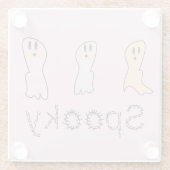 レトロ幽霊ハンドレタリング不気味ピンク ガラスコースター (裏面)