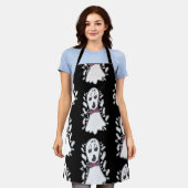 レトロ幽霊パターン(の模様が)あるハロウィーンヴィンテージ漫画 エプロン (着用した状態)