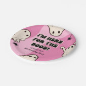 レトロ幽霊ピンクハロウィーン誕生日パーティー ペーパープレート (アングル)