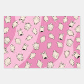 レトロ幽霊ピンクハロウィーン ラッピングペーパーシート (正面)