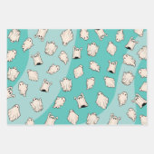 レトロ幽霊ブルーハロウィーン ラッピングペーパーシート (正面)