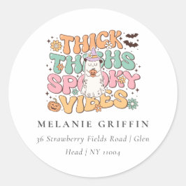 レトロ幽霊太い太い太い太い不気味ビーズアドレス ラウンドシール