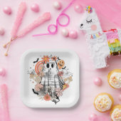 レトロ幽霊 ペーパープレート (パーティー)