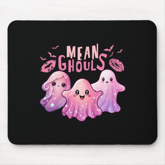 レトロ幽霊mean Ghoulsおもしろいハロウィンシ不気味ーズ マウスパッド (正面)