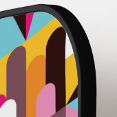 レトロ幾何サイケデリックパタカラフルーン ピックルボールラケット (左詳細)