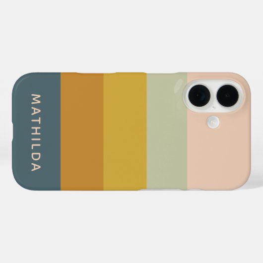 レトロ幾何パステルカラーブロックパーソナライズされた Case-Mate iPhoneケース (裏面 (横))