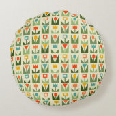 レトロ幾何フローラ装飾用クッション ラウンドクッション (裏面)