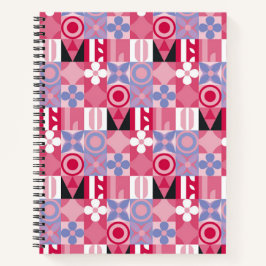 レトロ幾何プリントパターン ノートブック
