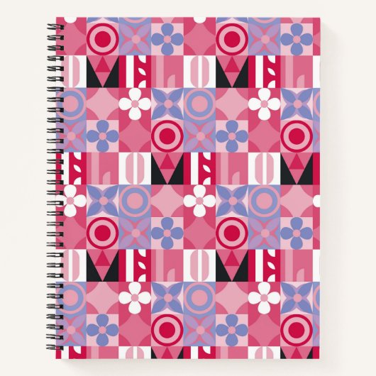 レトロ幾何プリントパターン ノートブック (正面)